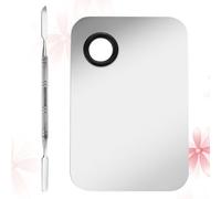BESPORTBLE 2 Sets Professional Stainless Steel Nail Art Board Kit for Mixing Foundations with Easy to Use Spatulas, Silver Makeup Palette Set for DIY and Nail Art School Use