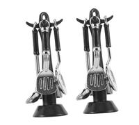BESPORTBLE 2 Sets Realistic Mini Kitchen Utensil with Spatula Ladle Strainer Dollhouse Kitchen Accessories for Pretend Play Miniature Cooking Tools with Standing Rack for Dollhouse Decor