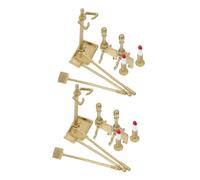 BESPORTBLE 2 Sets Scale Miniature Dollhouse Fireplace with Golden Candlestick Holder Realistic Accessories for Doll House Decoration Compact and Lightweight for Creative DIY Crafting