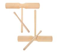 BESPORTBLE 2 Sets Wood Guiro - Children Percussion Instrument Wood Guiro Block With Sticks For Classroom - Kid Hand Held Music Toy For Preschool Learning Rhythm Parties Teachers