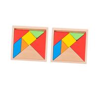BESPORTBLE 2 Sets Wooden Colorful Tangram Jigsaw Puzzle Educational for Early Learning Shape and Color Recognition Preschool Playing