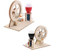BESPORTBLE 2 Sets Wooden Hand Crank Generator Science Experiment DIY Educational Electricity Generator for Practical Learning Random Color