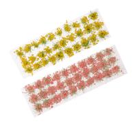 BESPORTBLE 2 Sheets DIY Miniature Flower Cluster Self Adhesive Artificial Flower Tufts for Sand Table Decor Simulated Grass Model Vegetation for Micro Landscape Model Train Railway Pink