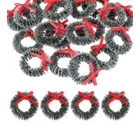 BESPORTBLE 20 Pcs Mini Christmas Wreaths, Hanging Small Artificial Garland Decorations for Indoor Xmas Tree Door Window and Miniature House Ornament (Assorted Color)