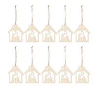 BESPORTBLE 20Pack Nativity Scene Christmas Ornaments, Xmas Wooden Hanging Ornaments Nativity Christmas Tree Pendants Keepsake The Birth of Jesus Decor Religious for Family