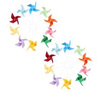 BESPORTBLE 20Pcs DIY Blank Paper Pinwheel for Four Leaf Windmills for Drawing and Graffiti Educational Hand Eye Coordination Non Toxic Plastic and Paper Materials