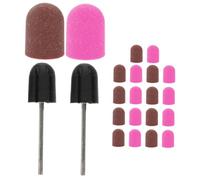 BESPORTBLE 20pcs Nail Drill Bits Grit Sanding Caps for Home Salon and Professional Manicure Pedicure Pink and Coffee Color Options for Thick Nails Removal Callus and Gel Polish Shaping