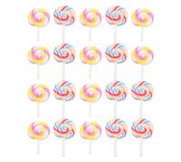 BESPORTBLE 20pcs Simulation Lollipops Rainbow Swirl Candy Decorations Miniature Landscape Decor Resin Material Lightweight and Sturdy for Home Decoration or Beautiful Presents