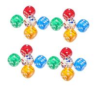 BESPORTBLE 20pcs Translucent Colorful Rounded Corner Sided Dice Set for Board Games Classroom Math Teaching Halloween Party Acrylic Game Accessories