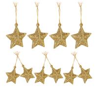 Besportble 24 Pcs Gold Glitter Five-Pointed Star Hanging Decorations Christmas Tree Ornaments Pvc Small Stars for Holiday Party and Home Decor