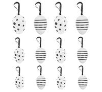 BESPORTBLE 24pcs Easter Hanging Decorations DIY Painted Eggs with Black Dots and Lines, Craft Ornaments for Party Supply and Home Décor