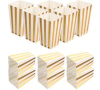 BESPORTBLE 24Pcs Gold Striped Paper Popcorn Buckets for Party Snack Containers Movie Night Birthday Supplies with Sturdy Paper Boxes