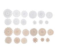 BESPORTBLE 24pcs Hand Crocheted Cotton Lace Flower Appliques, Hollow Out Crochet Doilies for Sewing DIY Embellishments, Vintage Style Cotton Knitting Flowers for Craft and Home Decor