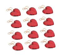 BESPORTBLE 24Pcs Heart Shaped Glitter Sequins Keychain with Gold Lobster Clasp Double Sided Red Valentines Day Bag Charm Pendants for Key Hanging Decoration