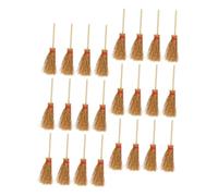 BESPORTBLE 24pcs Lifelike Mini Broom Model Straw Craft Brooms for Dollhouse Decor Pretend Play Cleaning Tools