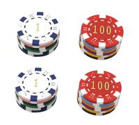 BESPORTBLE 24Pcs Mahjong Game Tokens for Learning Reward Coins with Values Bright Colors Smooth Edges Educational Plaything for Student Games and Poker