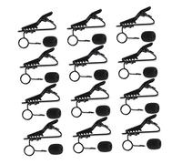 BESPORTBLE 24pcs Metal Microphone Clip Set 12 Black Sponge Covers Universal Lapel Tie Clip for Lavalier Microphones Iron Mic for Singing and Speech