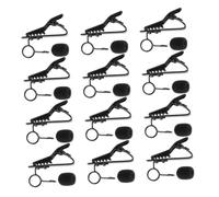 BESPORTBLE 24pcs Metal Microphone Clips and Black Foam Windscreens Set, 7.5mm Universal Lapel Lavalier Mic Tie Clips with Sponge Covers for Video Recording and Interviews