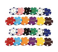 BESPORTBLE 24Pcs Poker Chips Game Tokens with Values for Learning Math Rewarding Tokens Mahjong Props for Educational Play and Gambling Games