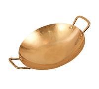 BESPORTBLE 25cm Stainless Steel Double Handle Dry Wok Pan Hammered Texture, Household Kitchen Cooking Pot for Stove Use, Suitable for Korean BBQ and Small Hotpot