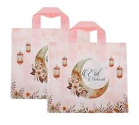 BESPORTBLE 25pcs Pink Eid Mubarak Gift Bags with Moon Motif Sturdy and Secure Plastic Tote Bags for Ramadan and Eid Celebrations Multipurpose Muslim Party Favour