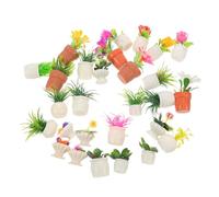 BESPORTBLE 28pcs Miniature Resin Plant Pots for Dollhouse Tiny Potted Greenery Bonsai Decorations Small Artificial Flower Plants Micro Landscape Accessories for Window Sills