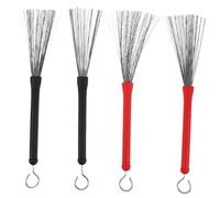 BESPORTBLE 2pairs Jazz Drum Steel Brushes Metal Wire Brush for Drumming Practice Black and Red Percussion Equipment