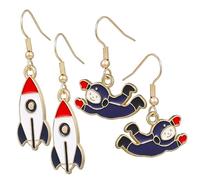BESPORTBLE 2Pairs Lightweight Rocket Ship Pendant Earrings for Women Astronaut Dangle Earrings Versatile Fashion Jewelry present for Valentine Day Birthdays Christmas