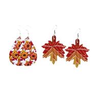 BESPORTBLE 2pairs Thanksgiving Earrings Maple Leaves Delicate Eardrops Fashionable Ear Decor Chic Ear Pendant for Autumn Festival