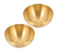 BESPORTBLE 2pcs 15cm Korean Style Single-Layer Stainless Steel Fruit Salad Bowls, Kitchen Serving Bowls for Daily Use, Food-Grade Safe Tableware in Gold