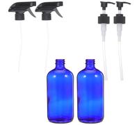 BESPORTBLE 2pcs 500ml Blue Glass Spray Bottles Set Refillable and Reusable Cosmetic Containers with Pump Caps for Travel Use, for Pure Dew and Make-up Water Storage