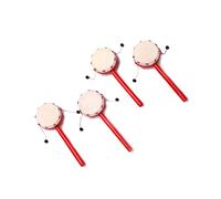 BESPORTBLE 2pcs 7cm Red Sheepskin Drum Wooden Handle Shaking Baby Musical Instrument Early Education Chinese Traditional Drum for Toddlers