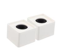 BESPORTBLE 2pcs Abs Square Microphone Station Emblems White Cubic Shaped Mic Logo Flag for Interview Ktv Use