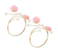 BESPORTBLE 2pcs Adjustable Pearl Bracelet Artificial Flower Bracelet Arm Jewelry Adjustable Open Bangles Flower Cuff Bangles Slider Arm Metal Pink
