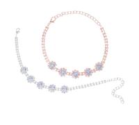 BESPORTBLE 2pcs Adjustable Rhinestone Dog Collar Elegant Silver Rose Gold Pet Necklace for Cats and Dogs Lightweight Soft Fashion Jewelry Accessory for Parties and Daily Wear