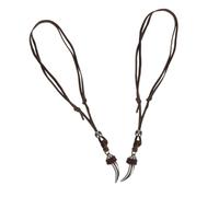 BESPORTBLE 2pcs Adjustable Tribal Wolf Fang Necklace with Leather Chain for Men Women Zinc Alloy Animal Tooth Pendant Jewelry Viking Style Statement Accessory for Daily Wear and Parties