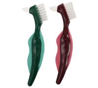 BESPORTBLE 2pcs Advanced Dentures Brush Double-Headed Cleaning Brush Soft Hard Bristles Denture Cleaner for False Teeth Dental Tool for Oral Care