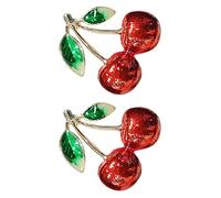 BESPORTBLE 2pcs Alloy Cherry Brooch Pins Cute Lapel Pins for Women Fashion Accessories Minimalist Design Playful Fruit Motif Versatile Outfit Accent