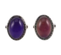 BESPORTBLE 2pcs Antique Oval Mood Ring Adjustable Open Stackable for Women | Zinc Alloy and Acrylic Build, Polished Smooth Finish, Universal Fit for Daily Outfits and Work Functions