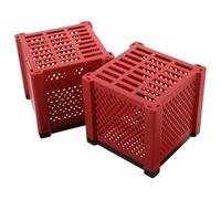 BESPORTBLE 2pcs Aquarium Filter Media Storage Box, Plastic Fish Tank Filtration Cube 4.52x4.52x4.32in, Red Aquarium Filter Material Container for Trough Water Purifier and Fish Bowl