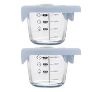 BESPORTBLE 2pcs Baby Food Jar: Clear Glass Storage Container With Leakproof Silicone Lids & Scale 6oz 180ml For Infant Snack Portion Control Outdoor Travel Picnic Camping Freezer Safe
