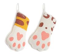 BESPORTBLE 2pcs Baby Toddler Bath Towel and Shower Scrubber Set, Soft Cartoon Patterned Kids Scrubbing Towels for Newborn Bathing, Striped and Coffee Leopard Print