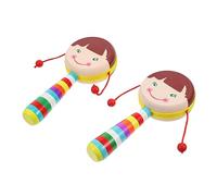 BESPORTBLE 2Pcs Baby Wooden Cartoon Printing Colorful Handheld Shake for Infants Sensory Development for Newborns and Toddlers Random Color