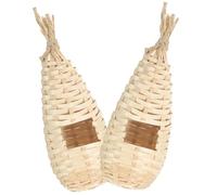 BESPORTBLE 2pcs Bamboo Bird Nest Cage for Budgies Parrots Decorative Nest Box Hotel Viewing Window