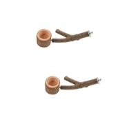 BESPORTBLE 2pcs Bird Perch Stand with Food Holder Natural Wooden Branch Perch for Cockatiels and Parakeets Easy to Design Provides Comfortable Grip and Foot Exercise Bird Cage