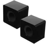 BESPORTBLE 2pcs Black Abs Square Microphone Flag Station, Sturdy Hard Plastic Mic Flag Holder with Engraving Feature, Creative Square Design for Professional Interview and Advertising Use