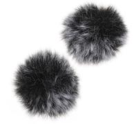 BESPORTBLE 2PCS Black and Gray Windproof Microphone Covers with 5MM Noise-Reducing Fur for Clip-On Lavalier Mic, Microphone Protector Accessories for Recording and Live Streaming