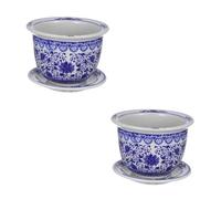 BESPORTBLE 2pcs Blue and White Porcelain Flowerpot Outdoor Pots Large Plant Pot Garden Face Planter Flower Vase And White Planter Flowerpots Outdoor Plant Stand Heavy Duty Saucer The Ceramics