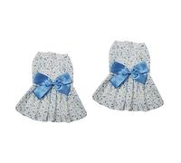 BESPORTBLE 2pcs Bowknot Floral Pet Dress Breathable One-piece Dog Skirt for Travel Cosplay and Holiday Photoshoots