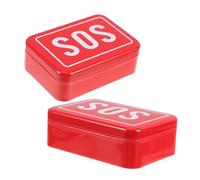 BESPORTBLE 2pcs Box Mini Kit Traveling Essentials Travel Medicine Kit Storage Bins Kit for Car Outdoor Portable Medical Storage Bag Kit Red Tinplate